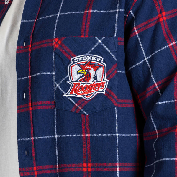 Sydney Roosters NRL Mens Adults Mustang Flannel Shirt