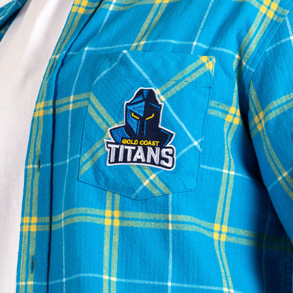 Gold Coast Titans NRL Mens Adults Mustang Flannel Shirt