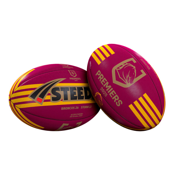 PREORDER - Brisbane Broncos NRL 2025 Premiers Steeden Ball size 5