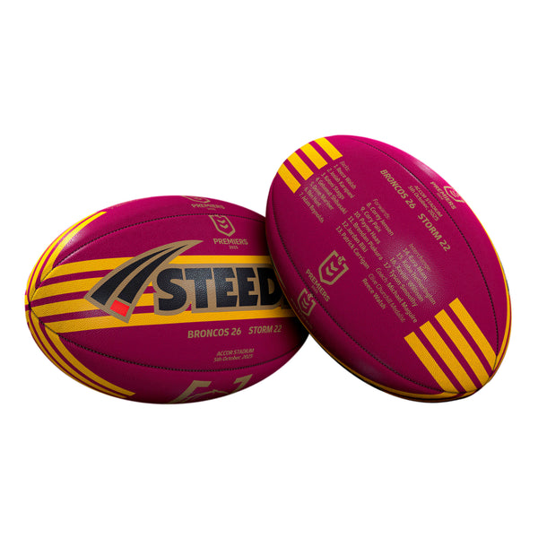 PREORDER - Brisbane Broncos NRL 2025 Premiers Steeden Ball size 5