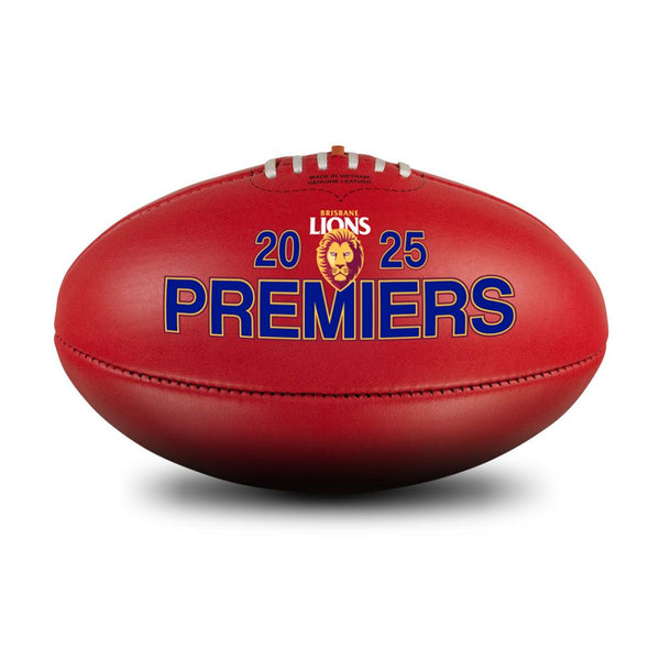 PREORDER - Brisbane Lions 2025 Premiers Sherrin Split Leather Red Football size 5