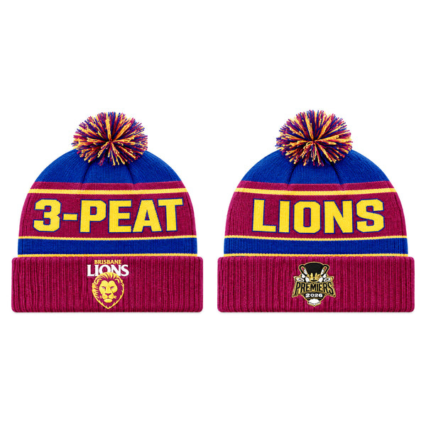 PREORDER - Brisbane Lions 2026 Premiers Mens Adults Pom Pom Beanie