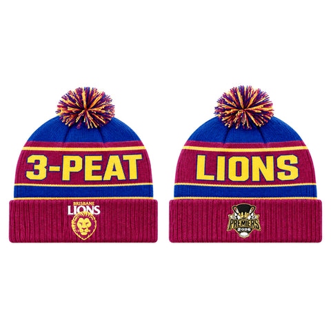 PREORDER - Brisbane Lions 2026 Premiers Mens Adults Pom Pom Beanie