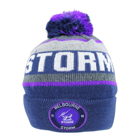 Melbourne Storm NRL Tundra Pom Pom Beanie