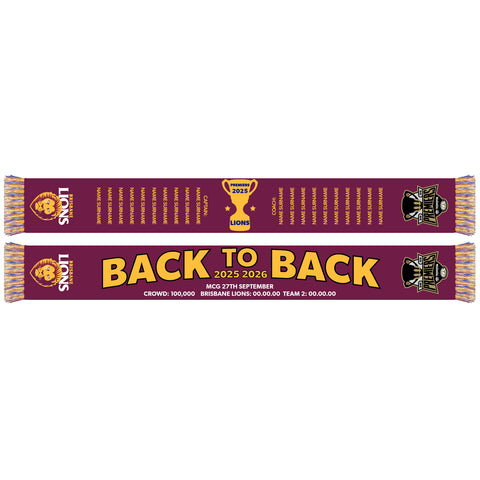 PREORDER - Brisbane Lions 2025 Premiers Mens Adults Scarf
