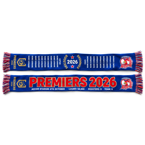 PREORDER - Sydney Roosters NRL 2026 Premiers Mens Adults Scarf