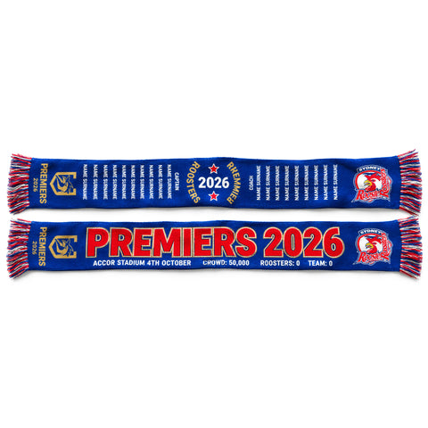 PREORDER - Sydney Roosters NRL 2026 Premiers Mens Adults Scarf