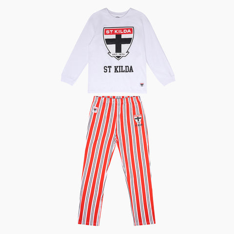 St Kilda Saints AFL Youth Team Pyjamas 2-Piece PJ Set - Long Sleeve Tee and Pants