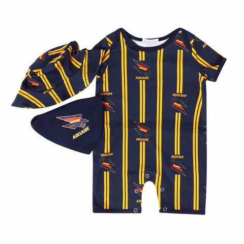 Adelaide Crows AFL Baby 3-Piece Gift Set - Romper, Hat & Dribble Bib