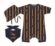 Adelaide Crows Baby Infant Romper Hat & Dribble Bib 3-Piece Gift Set