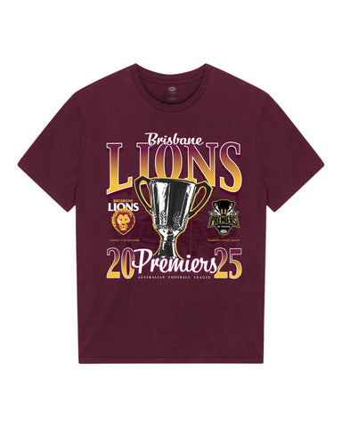 PREORDER - Brisbane Lions 2025 Premiers Mens Adults P2 Cup T-Shirt