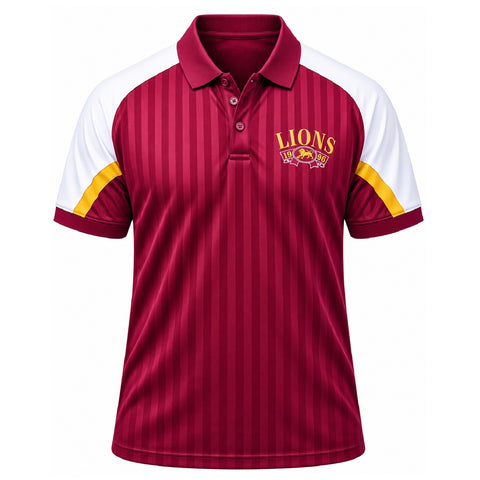 Brisbane Lions AFL Mens Shaped Panel Poly Polo Shirt