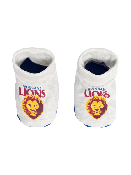 Brisbane Lions Baby Infants Footy Fan Romper Bib Booties Gift Set