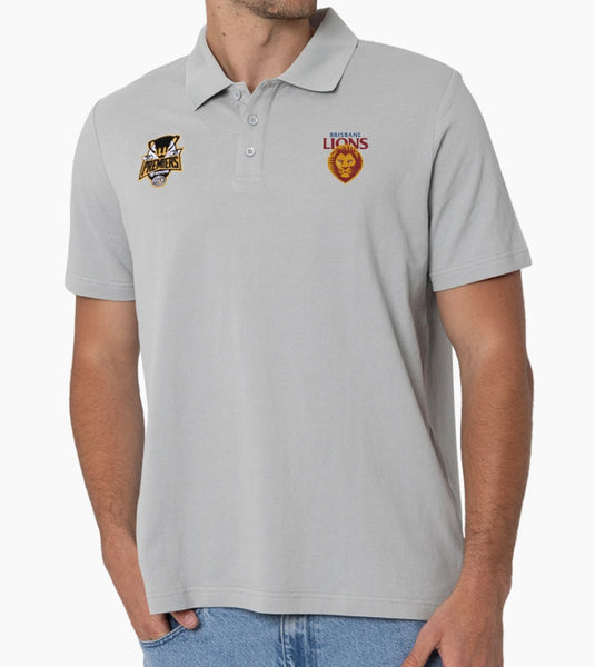 Brisbane Lions 2025 Premiers Mens Adults P1 Cup Polo Mirage Grey
