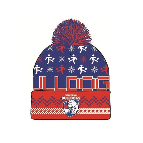 Western Bulldogs Mens Adults Pom Pom Ugly Beanie