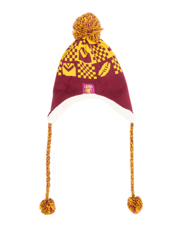 Brisbane Lions Sherpa Fleece Winter Pom Pom Beanie