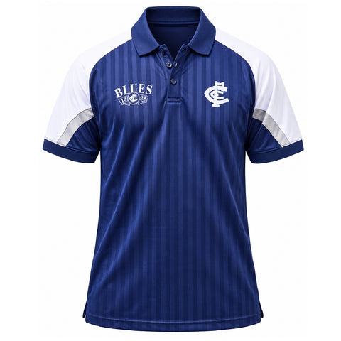 Carlton Blues AFL Mens Shaped Panel Poly Polo Shirt
