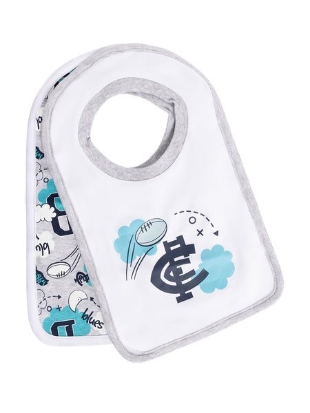 Carlton Blues Baby Infants 2 Pack Bib Set