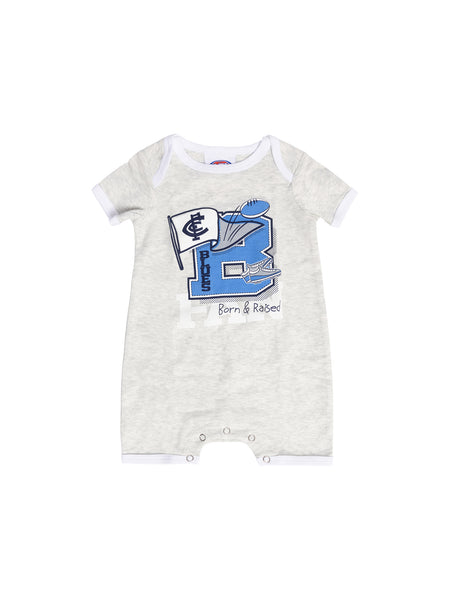 Carlton Blues Baby Infants Footy Fan Romper Bib Booties Gift Set