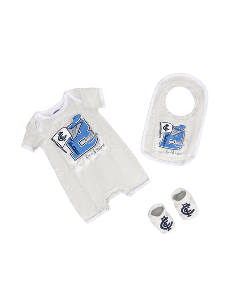 Carlton Blues Baby Infants Footy Fan Romper Bib Booties Gift Set
