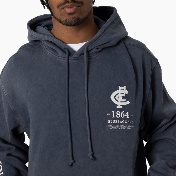 Carlton Blues Mens Adults Acid Wash Hoodie