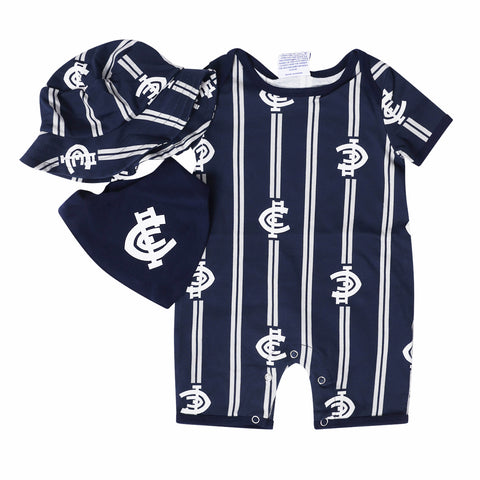 Carlton Blues AFL Baby 3-Piece Gift Set - Romper, Hat & Dribble Bib