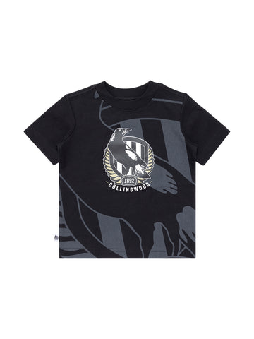 Collingwood Magpies Boys Youth Oversize Crop Logo Tee