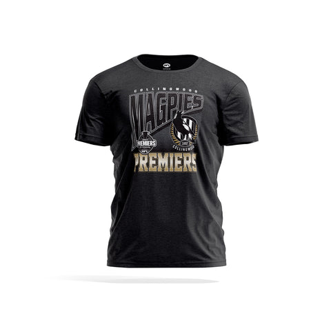 Collingwood Magpies 2023 Premiers Mens Adults P2 Flag Tee
