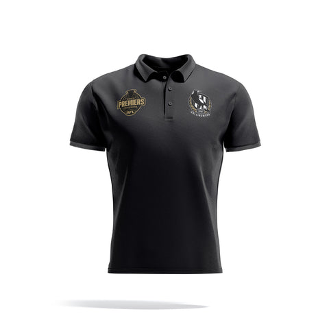 Collingwood Magpies 2023 Premiers Mens Adults P2 Gold Polo Shirt