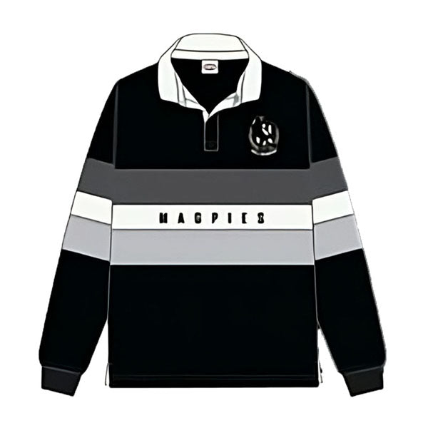 Collingwood Magpies Mens Adults Paneled Rugby Top Polo