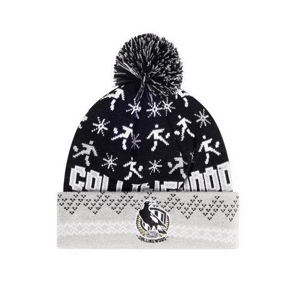 Collingwood Magpies Mens Adults Pom Pom Ugly Beanie