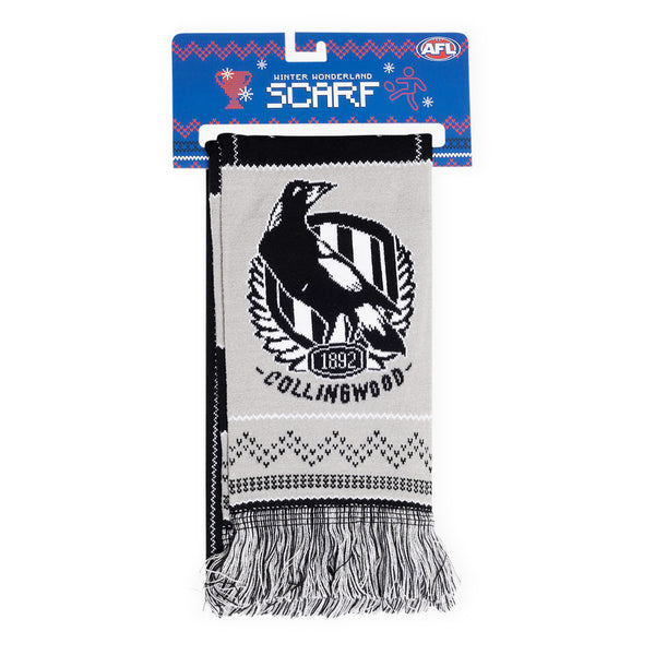 Collingwood Magpies Mens Adults Winter Wonderland Ugly Scarf