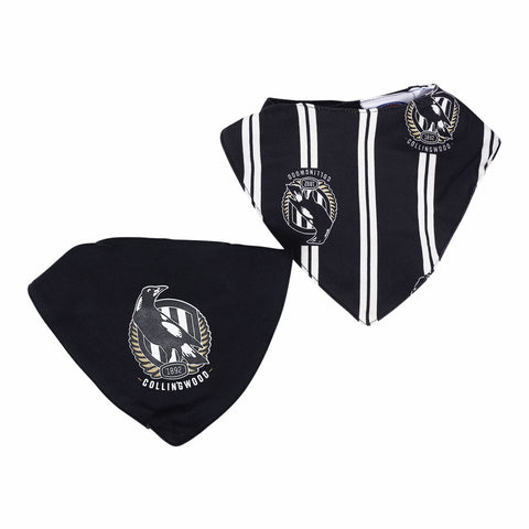 Collingwood Magpies AFL Baby Bandana Dribble Bibs - 2 Pack
