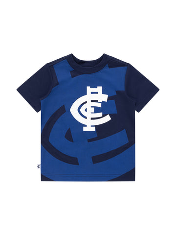 Carlton Blues Boys Youth Oversize Crop Logo Tee