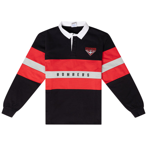 Essendon Bombers Mens Adults Paneled Rugby Top Polo