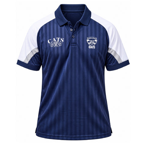 Geelong Cats AFL Mens Shaped Panel Poly Polo Shirt