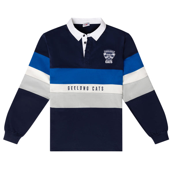 Geelong Cats Mens Adults Paneled Rugby Top Polo