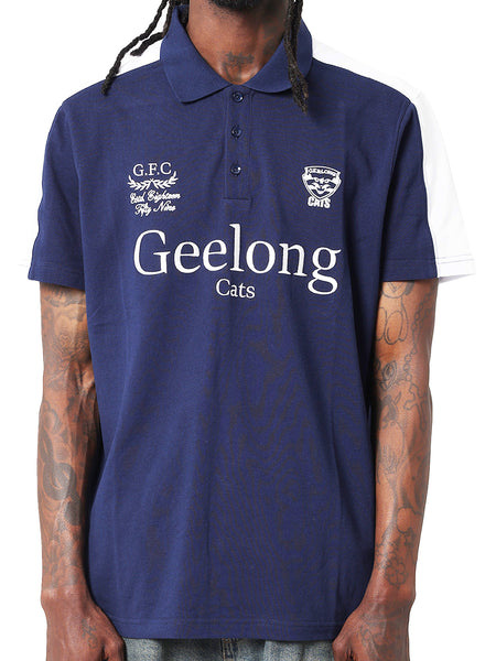 Geelong Cats Mens Adults Multi Logo Polo Shirt