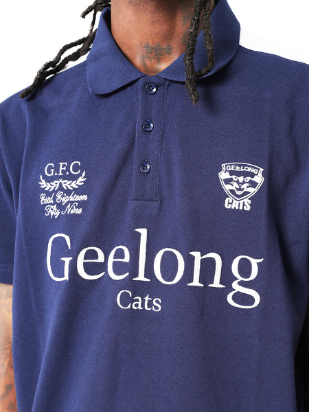 Geelong Cats Mens Adults Multi Logo Polo Shirt