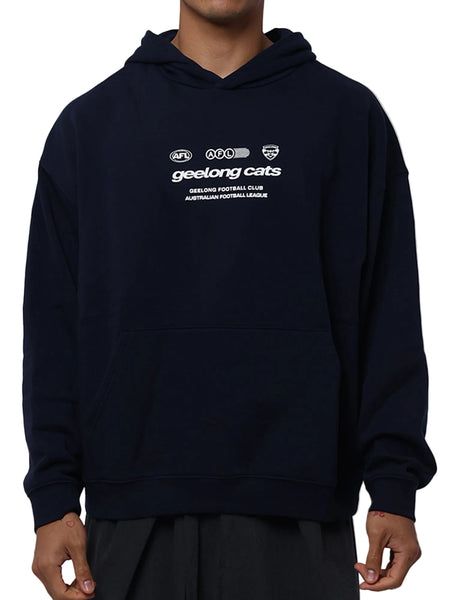 Geelong Cats Mens Lifestyle Box Fit Navy Hoodie