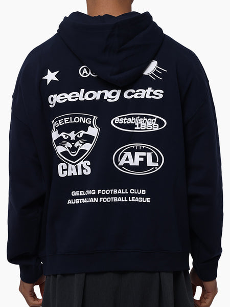 Geelong Cats Mens Lifestyle Box Fit Navy Hoodie