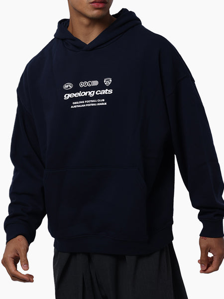 Geelong Cats Mens Lifestyle Box Fit Navy Hoodie