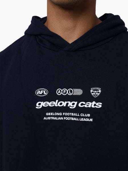 Geelong Cats Mens Lifestyle Box Fit Navy Hoodie