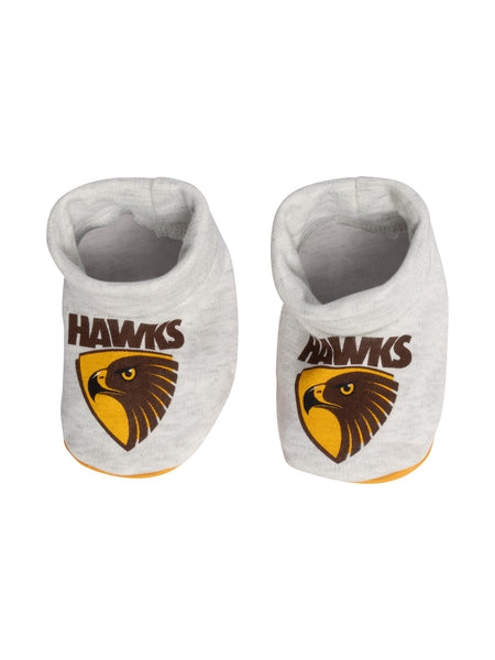 Hawthorn Hawks Baby Infants Footy Fan Romper Bib Booties Gift Set