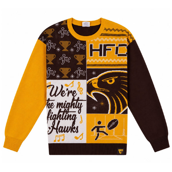 Hawthorn Hawks AFL Mens Ugly Christmas Jumper Crew Neck Sweater
