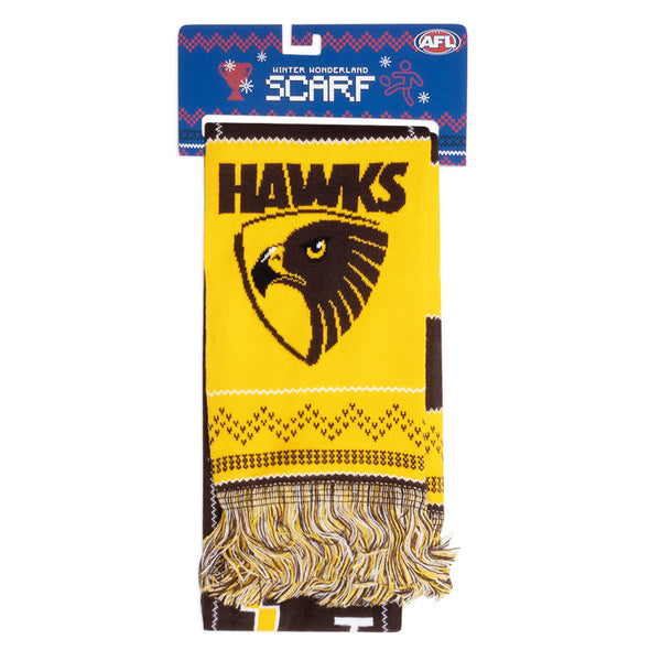 Hawthorn Hawks Mens Adults Winter Wonderland Ugly Scarf