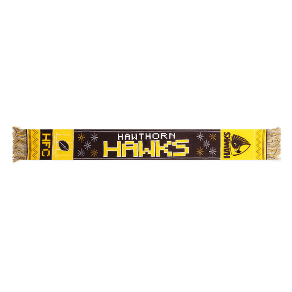 Hawthorn Hawks Mens Adults Winter Wonderland Ugly Scarf