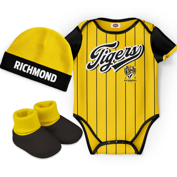 Richmond Tigers 'Lullaby' Baby Romper Bodysuit 3pc Gift Set