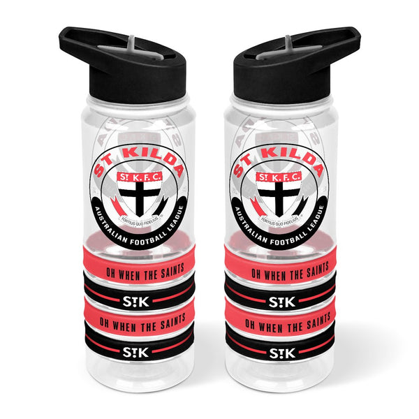 St Kilda Saints Tritan Bottle with Rubber Bands