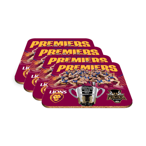 Brisbane Lions 2024 Premiers Team Image Coasters 4 Pack PH2